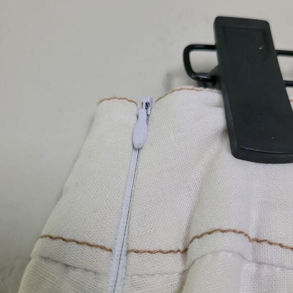 Sherry Taylor Womens A-Line Skirt S White Linen Embroidered Tie Waist Side Zip - Picture 5 of 8